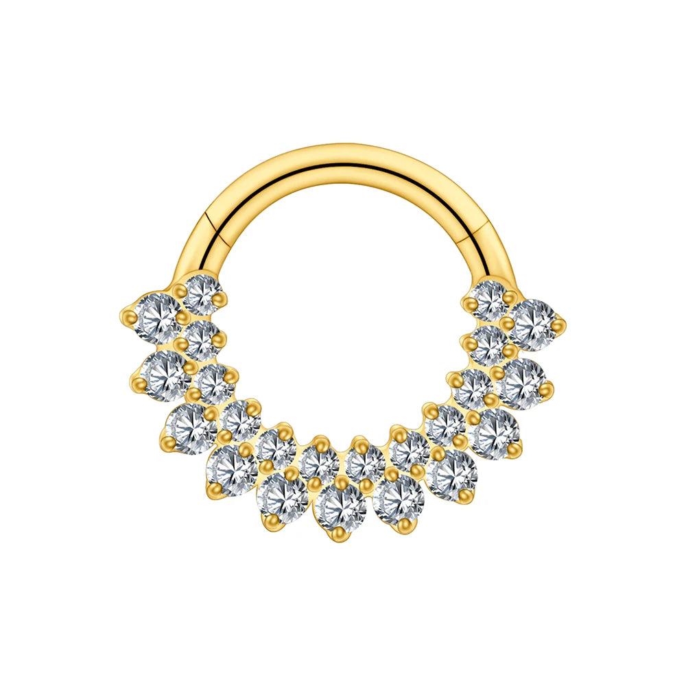 Right Grand ASTM F136 Titanium CZ Hinged Clicker Segment Hoop Ring 16G Daith Helix Cartilage Earring Septum Piercing Jewelry
