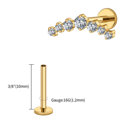 Right Grand ASTM F136 Titanium 16G CZ Cluster Climber Stud Earring Labret Helix Tragus Cartilage Stud Flatback Piercing