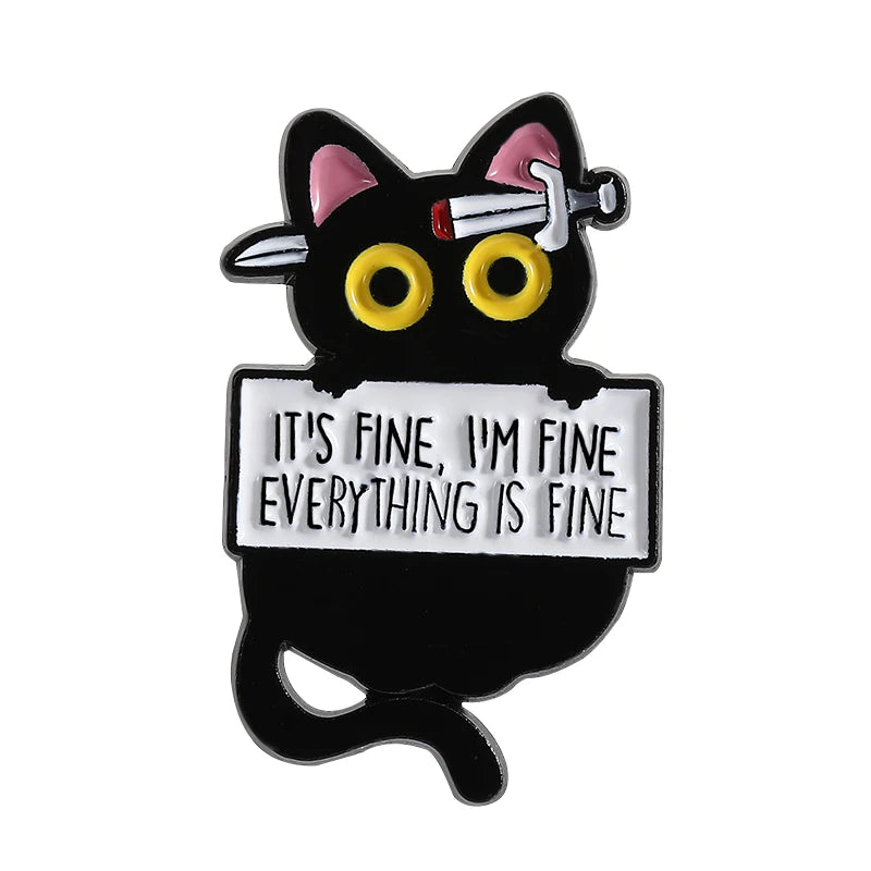 31 Types Cartoon Punk Black Peeping Cat Brooch Enamel Pins Cute Cat Reading Book Brooches Bag Lapel Badge Jewelry Gifts Friends