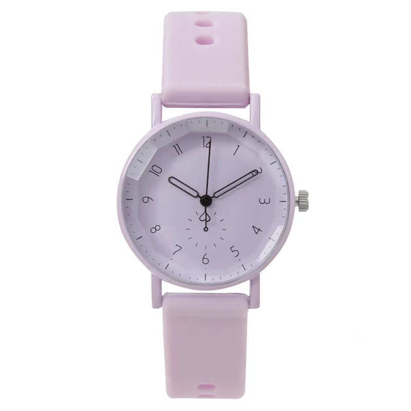 Fashion Candy Color Silicone Band Women Quartz Watch Arabic Dial Girls Students Wristwatch