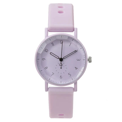 Fashion Candy Color Silicone Band Women Quartz Watch Arabic Dial Girls Students Wristwatch
