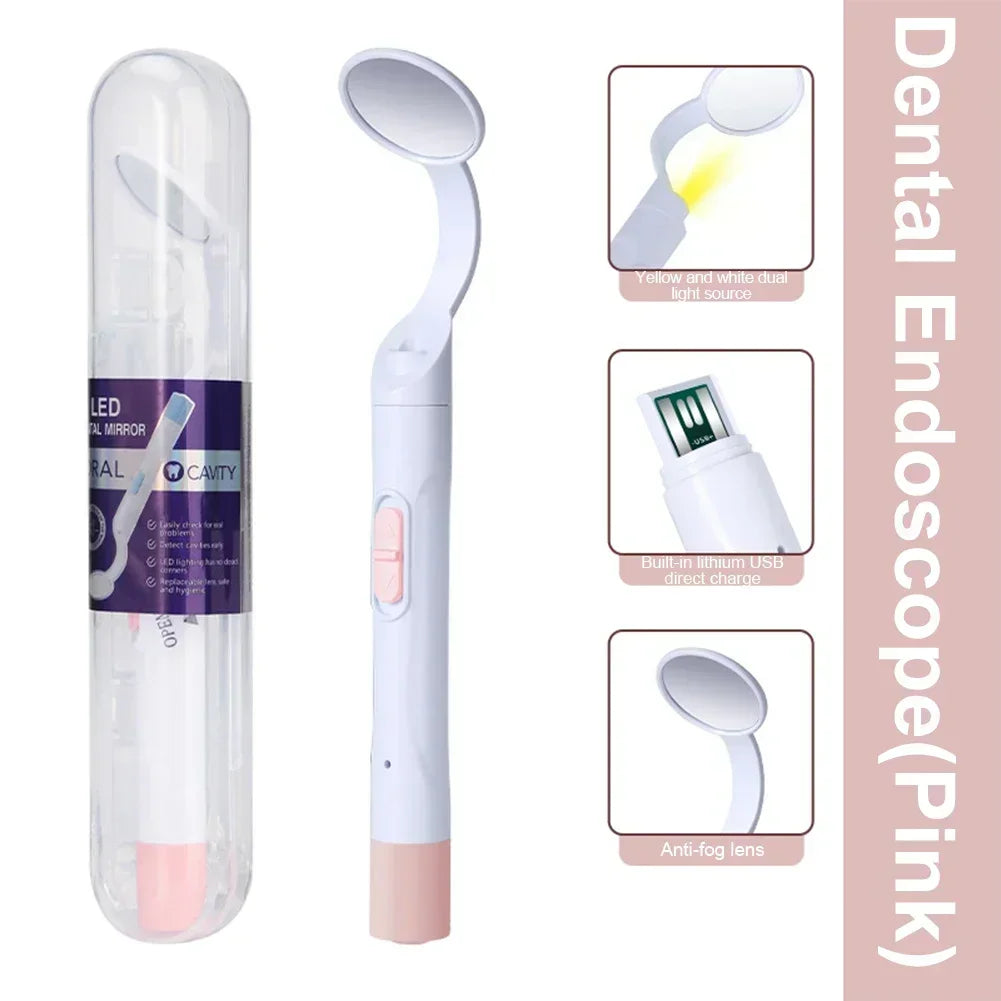 LED Lighting Dental Mouth Mirror Super Bright Oral Examination Sanitary Machine Lighting Teeth Whiten Clean Checking Tool