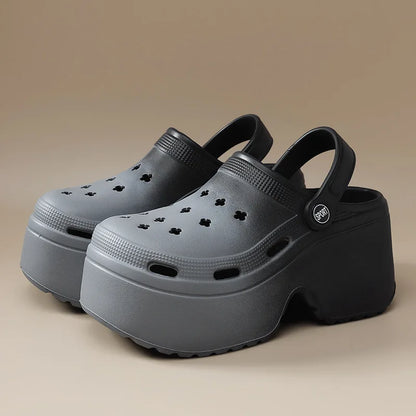 Home Slipper Platform High Heel Wedge Clog Woman charm Sandal Flip Flops Beach Chunky House Cloud Shoe Female Slides Outdoor