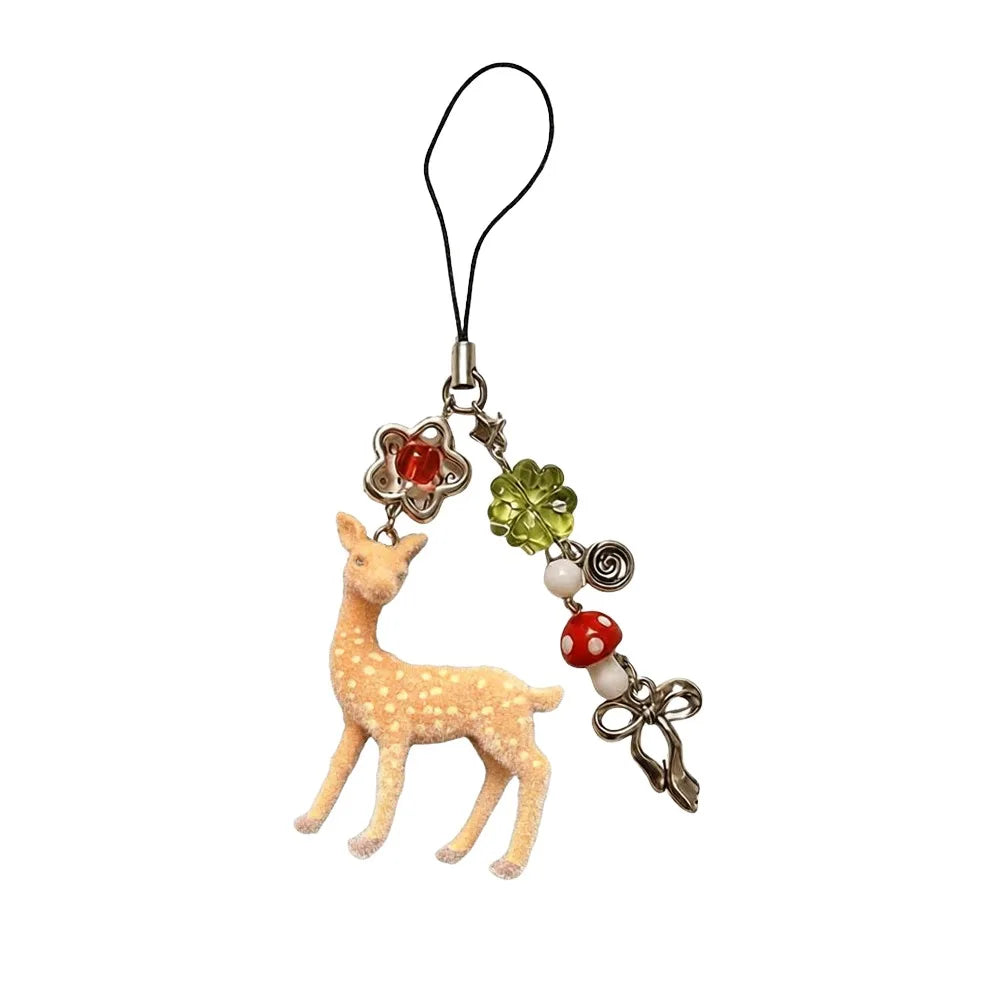 Cute Portable Deer Keychain 11.5cm Length Korean Style DIY Bead Case Handmade Bag Pendant