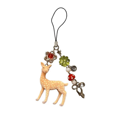 Cute Portable Deer Keychain 11.5cm Length Korean Style DIY Bead Case Handmade Bag Pendant