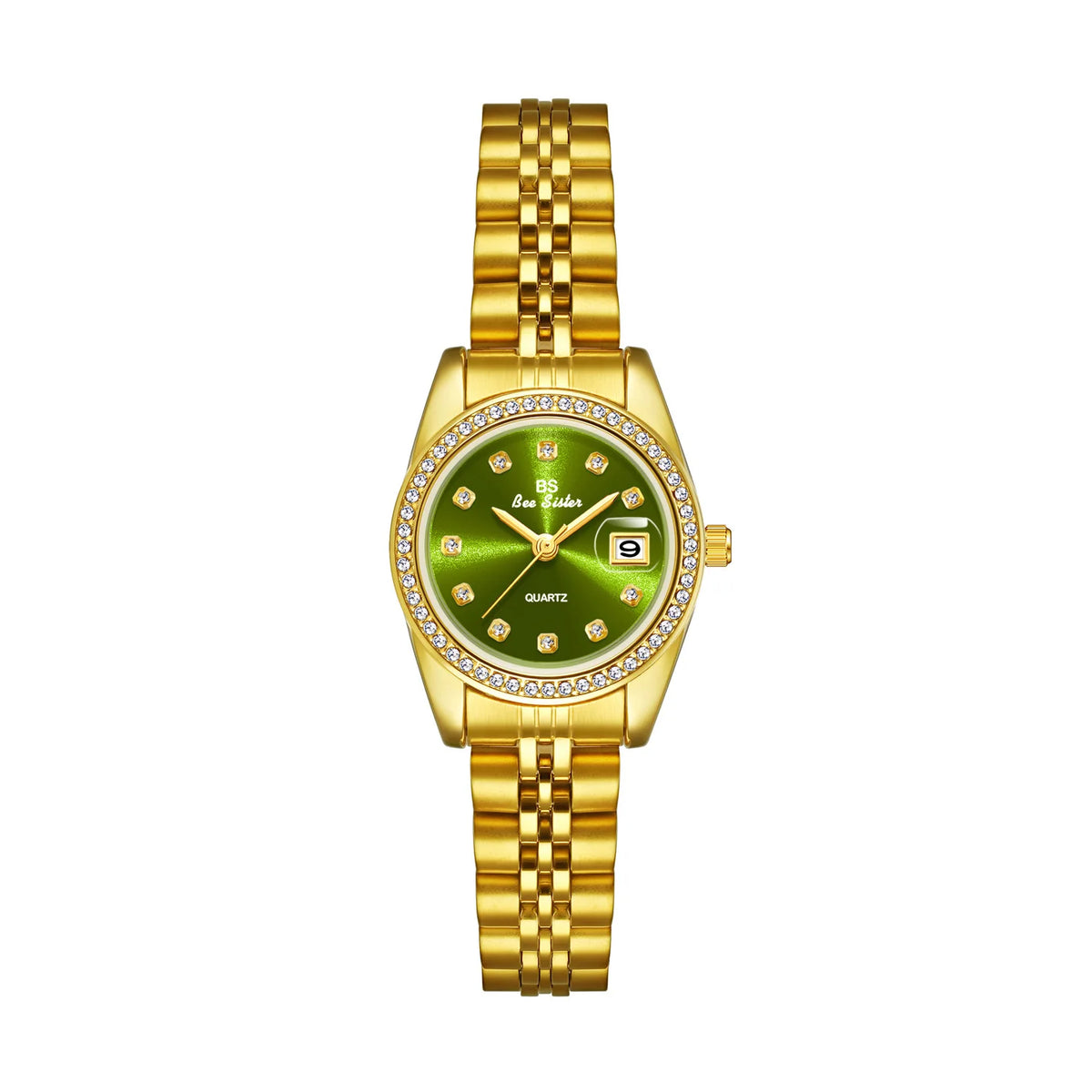 Casual Women's Watches Diamond Circular Calendar Dial Quartz Watch Waterproof Gold Silver Stainless Steel Strap Lady Wristwatch