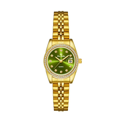 Casual Women's Watches Diamond Circular Calendar Dial Quartz Watch Waterproof Gold Silver Stainless Steel Strap Lady Wristwatch