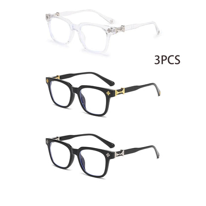 Classic 3Pcs Square Anti Blue Light Glasses For Men And Women Black & Transparent Frame Unisex Computer Wearing Women Glasses