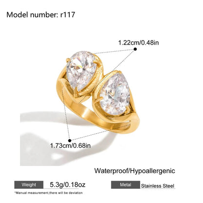 2026 Simple Stainless Steel Rings For Women Gold Color Smooth Geometric Open Rings Arc Rings Diamonds Jewellery Ring Gift