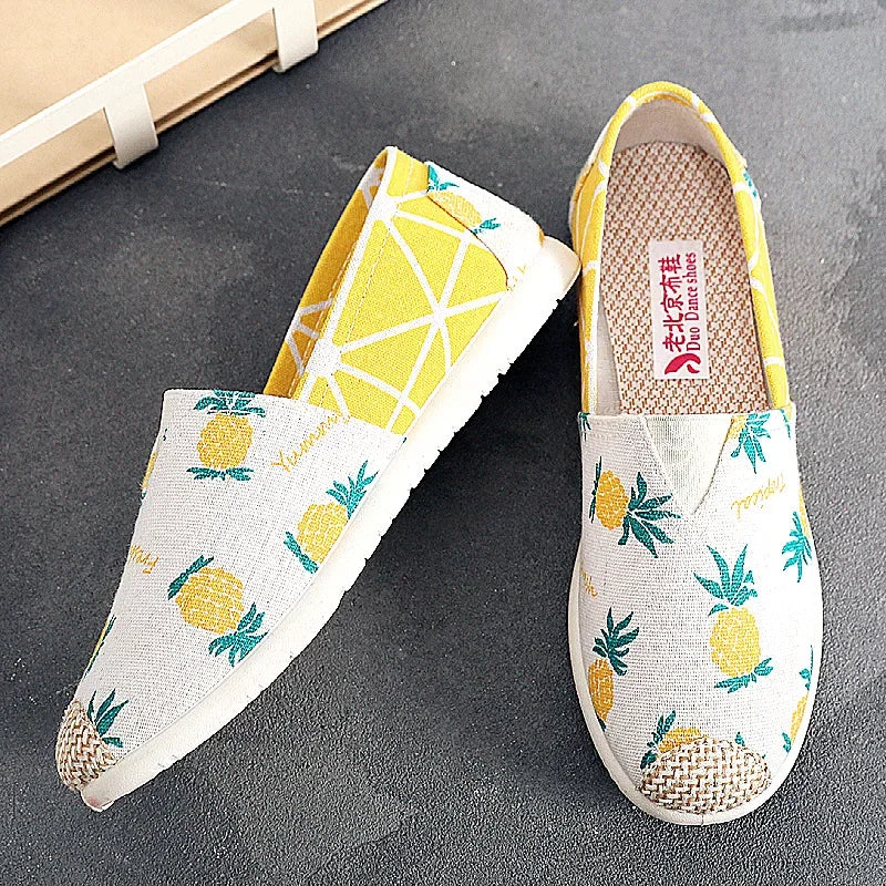 Breathable Mesh Lightweight Casual Shoes Women Fashion Women Slip on Flats Print Fisherman Shoes on Flats Shoes Zapatos De Mujer