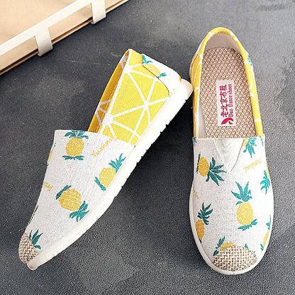 Breathable Mesh Lightweight Casual Shoes Women Fashion Women Slip on Flats Print Fisherman Shoes on Flats Shoes Zapatos De Mujer