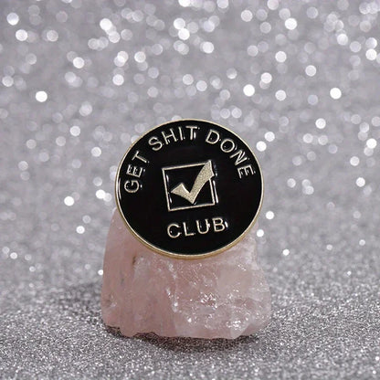 Creative Personality English Club Black Circular Brooch Fashionable Versatile Metal Badge Accessory