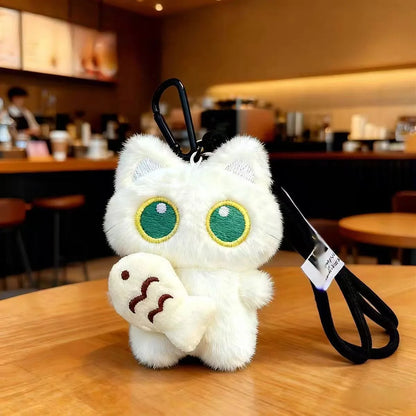 Cute Black Cat Plush Pendant Keychain Pilot Little Black Cat Hanging Backpack Keychain Creative Cat Plush Phone Keychain Gift