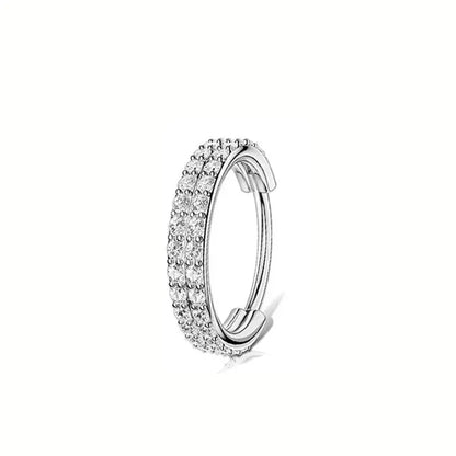 ASTM F136 Titanium 16G Double Layered Zircon Nose Clicker Segment Clicker Ring Helix Cartilage Nose Ring Piercing Body Jewelry
