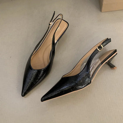 Women's Pointed-Toe Low-Heel Slingbacks in Style Options