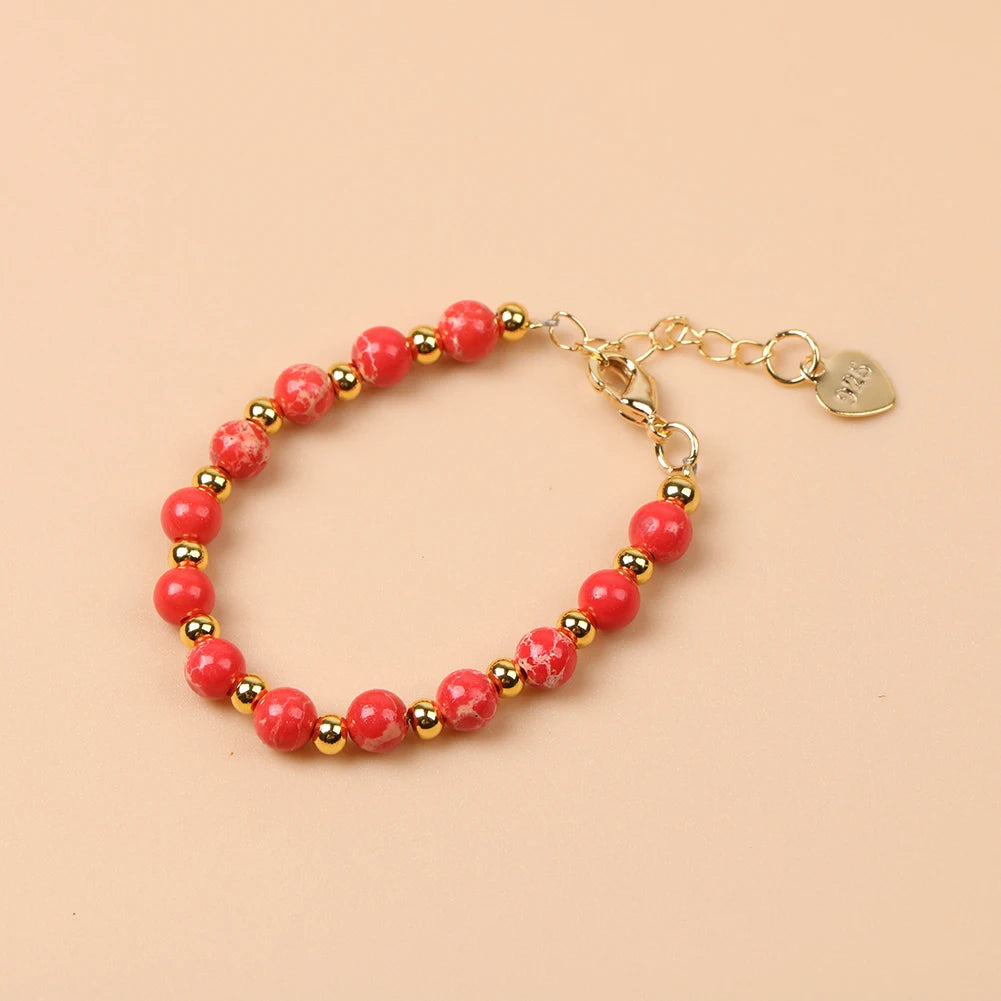 Kawaii Trendy Natural Stone Bead Bracelet Baby Girls Lobster Clasp Accessories Girls Yoga Christmas Wedding Gift Jewelry Charm
