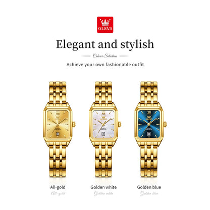 OLEVS Watches For Women Original Square Quartz Wristwatch Waterproof Casual Fashion Elegant Dress Date Ladies Watches Gifts 5616