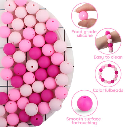50Pcs/Lot 15mm 9mm 12mm Silicone Beads for DIY KeyChains Jewelry Making Pen Necklace Bracelet Round Loose Beads Choose Color