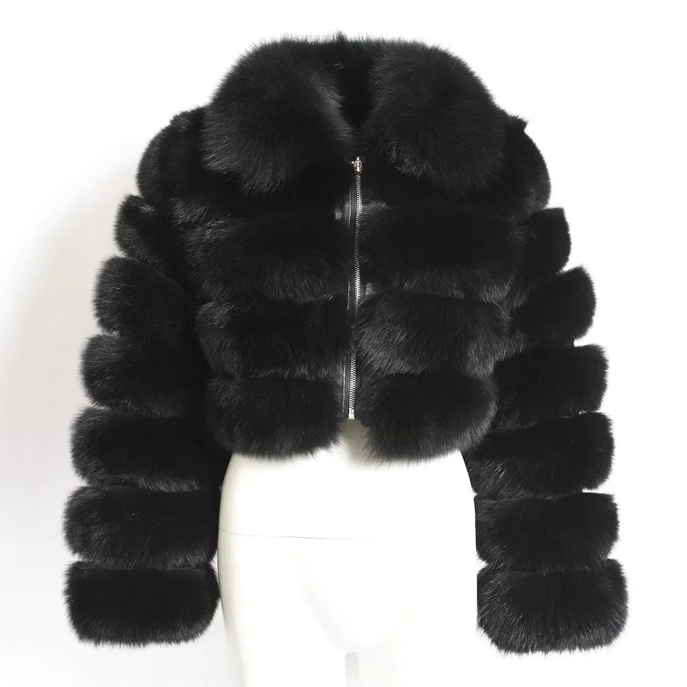 2024 Women's Faux Fur Coat Winter Women Short Warm Thick Faux Fox Fur Coat Vests Raccoon Fake Fur Coat Office Lady Warm Jacket