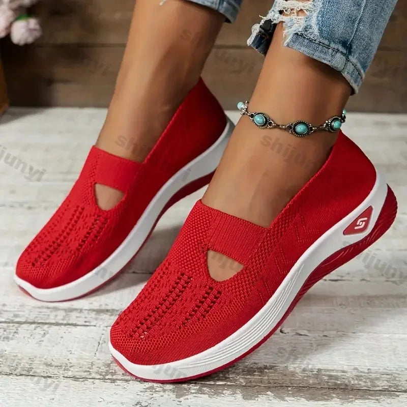 Spring Breathable Mesh Flats Shoes for Women Comfortable Slip on Casual Shoes Woman Lightweight Soft Bottom Loafers Plus Size 43