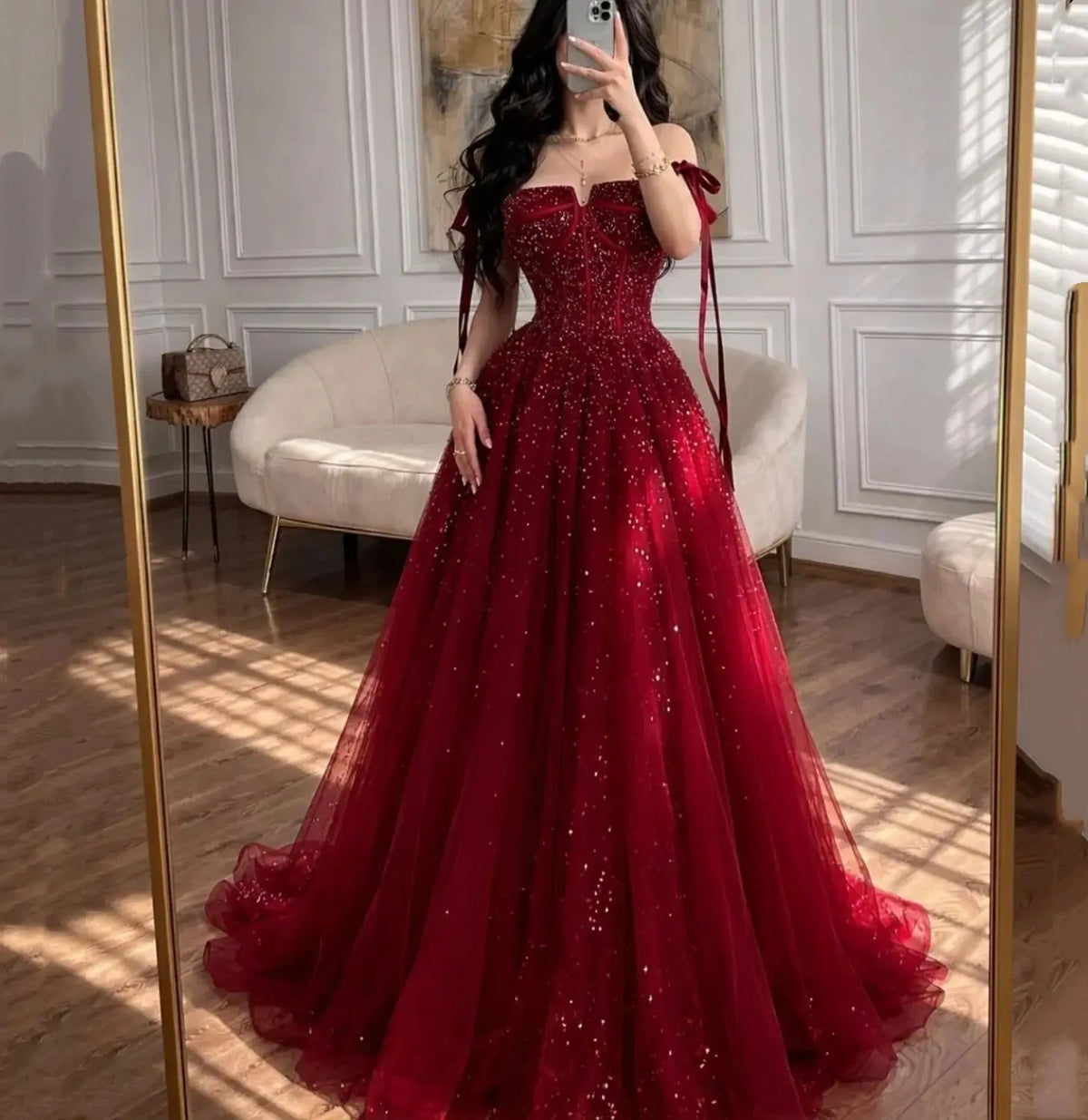 ED Red Prom Dresses for Special Occasions Customized Luxurious Women's Evening Dresses Brands A-line Wedding Dress Party