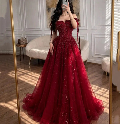 ED Red Prom Dresses for Special Occasions Customized Luxurious Women's Evening Dresses Brands A-line Wedding Dress Party