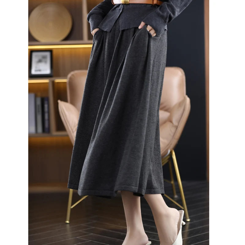 Autumn And Winter 100 Pure Wool Skirt Female High Waist A Word Hip Fishtail Skirt In The Long Slim Knitted Wool Skirt