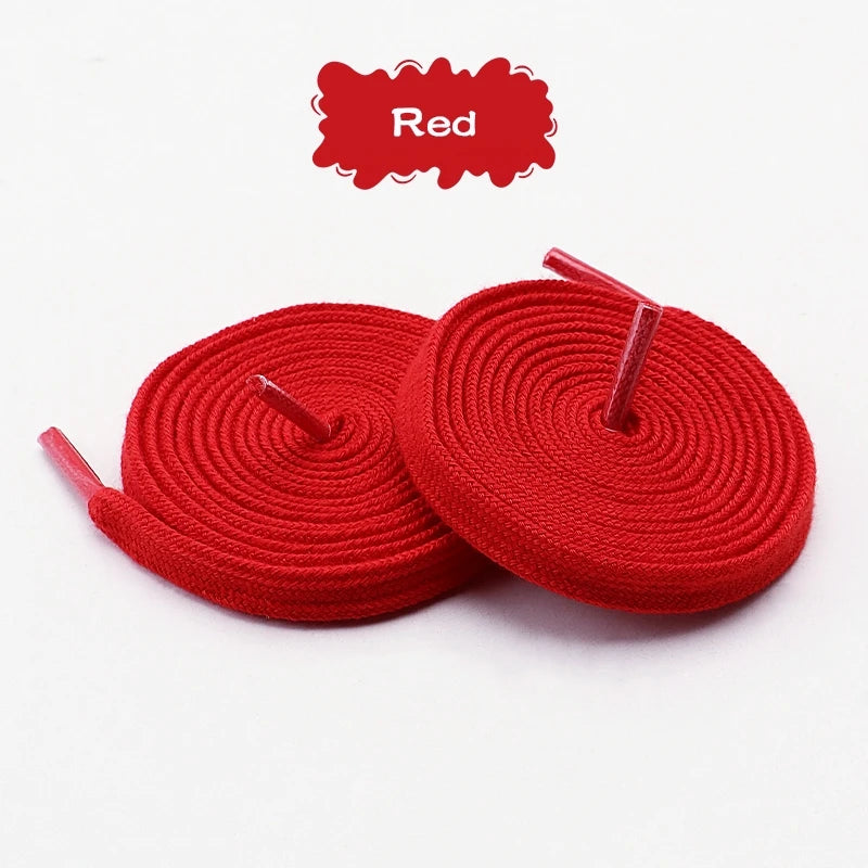 1Pair/3Pair Classic Solid-Color Flat Laces Premium Cotton Casual Shoelaces Sneaker 0.8cm Width Shoelace Length 100/120/140/160cm