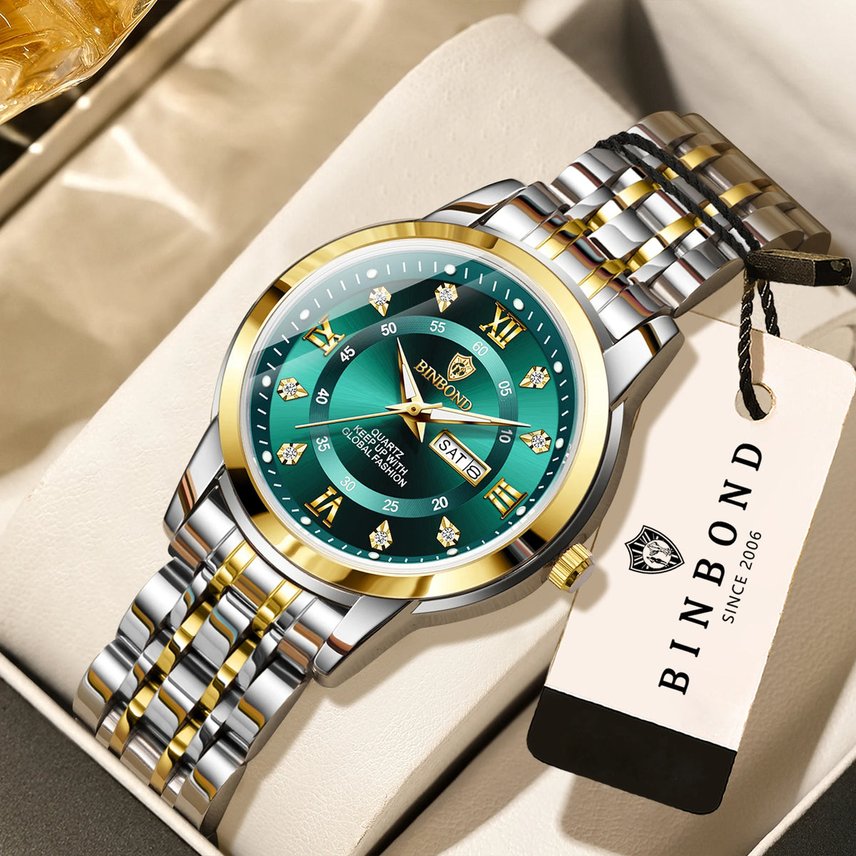 BINBOND Orginal Brand Luxury Quartz Watches For Women Luminous Waterproof Ladies Watch Damenuhren  Reloj Para Mujer+Box