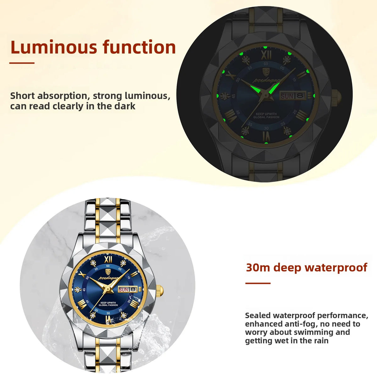 Ladies Quartz Watch, Waterproof Luminous Dial, Trendy Fashion Women Wristwatch