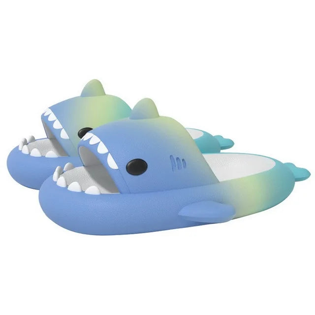 Summer Funny Cute Women Gradient Shark Slippers Men Outdoor Soft EVA Beach Sandals Couple Indoor Floor Non-slip Thick Flip Flops