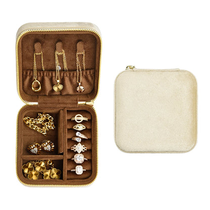 TAIMY Luxury Velvet Jewelry Box Mini Portable Travel Personalise Custom Logo Jewellery Box Square Ring Earrings Storage Case