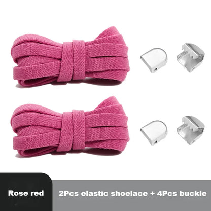 1 Pair Flat Elastic No-Tie Shoe Laces for Sneakers Tennis Shoes Quick Clip-On Shoelaces Accessories for Kids & Adults