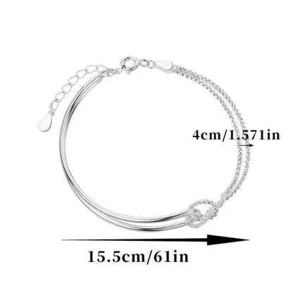 3Pcs S925 Sterling Silver Bracelet Set Minimalist Geometric Half Chain Woven Wavy Bracelets For Women Elegant Jewelry Gifts