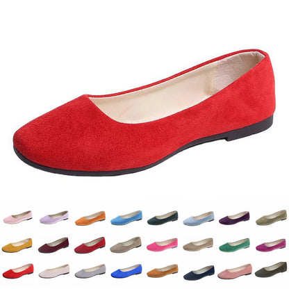Woman Flats Casual Round Toe Cute Flats Flock Mocasines Ballerina Church Flats Female Suede Elegant Soft Sole Mom Shoes