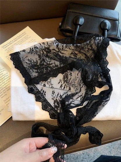 2026 HOT SALE! Y2K Women Lace Tulle Bandage Skirt Stacked Lace Half Skirt Layering Small Butt Curtain Flower Triangle Hair Scarf