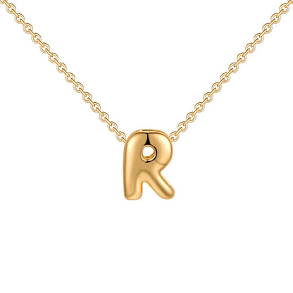 Dainty Mini Bubble Letter Necklace Gold Plated Balloon Initial Tiny Small Pendent Necklaces for Women Jewelry Teen Girls Gifts