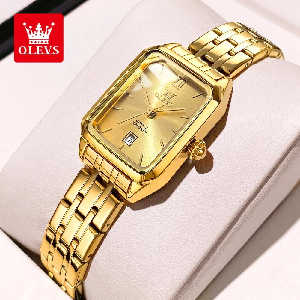 OLEVS Watches For Women Original Square Quartz Wristwatch Waterproof Casual Fashion Elegant Dress Date Ladies Watches Gifts 5616