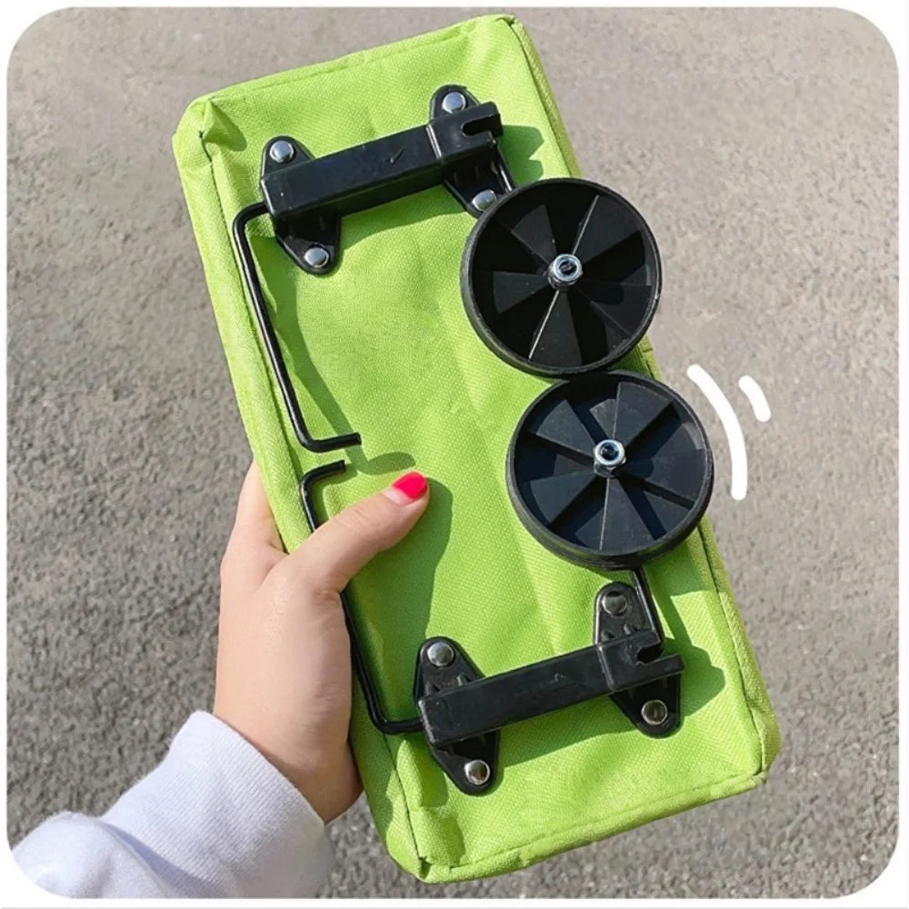 2-in-1 Foldable Portable Rolling Handbag Shopping Cart with Waterproof Feature Shopping Bag Trolley and Wheels for Easy Shopping