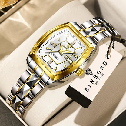 BINBOND Week Display Auto Date Precise Quartz Watches for Women Luxury Luminous Waterproof Durable Women's Watches Casual Reloj