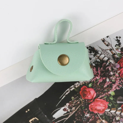 LATS Retro Cute Small Leather Bag Long Necklace for Women Fashion Sweater Chain Neck Hanging Jewelry Versatile Accessory Gift