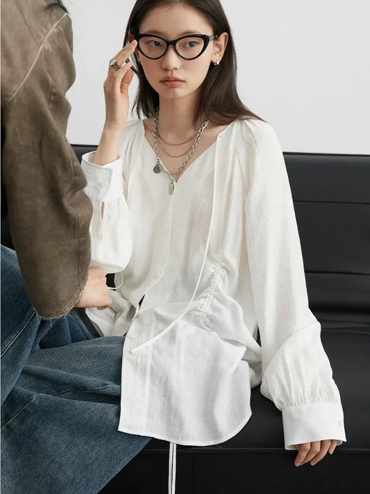 Women's Tie-Detail V-Neck Blouse