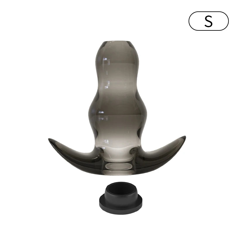 Hollow Speculum Peeking Anal Beads Butt Plug with Stopper Expander Tunnel Transparent Anus Dilation Adult Women Men Gay