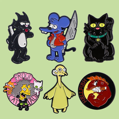 6pcs/Set Classic Anime Family Enamel Pin Funny Cartoon Characters Brooches TV Show Lapel Badges Constume Jewelry Gift for Friend