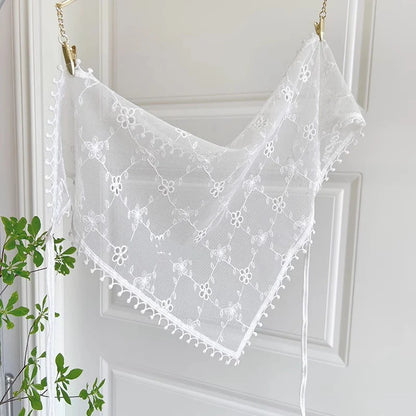 2026 HOT SALE! Y2K Women Lace Tulle Bandage Skirt Stacked Lace Half Skirt Layering Small Butt Curtain Flower Triangle Hair Scarf