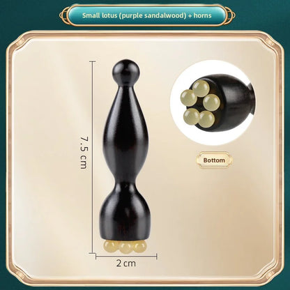 Yangjiao Purple Sandalwood Small Lotus Pong Eye Massage Comb Meridian Comb Facial Acupoint Facial Stretching Rod Massage Roller