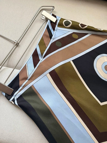 Women's Geometric-Print Asymmetric Long Skirt