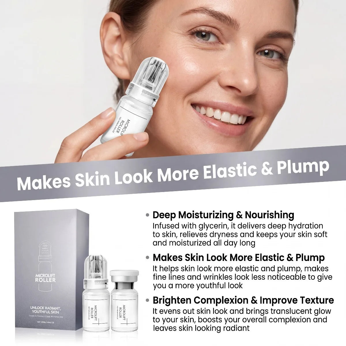 0.25MM Radiant Flawless Skin Micro Infusion Serum Kit Deeper Absorption Collagen Boost Brightening At Home Skincare