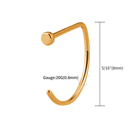 5pcs/lot Right Grand ASTM F136 Titanium 20G Open D Shape Nose Ring Hoop Tragus Cartilage Retainer Body Piercing Jewelry 8MM 10MM