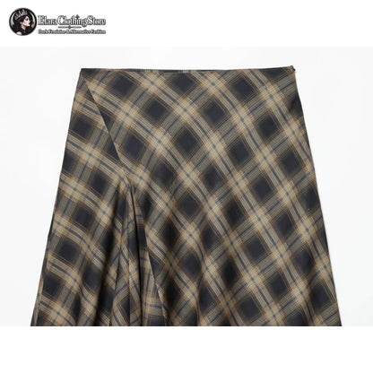 Women's Lace-Trim Asymmetric Plaid Skirt